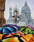 Merry As The Day Is Long Paintings - RAINY DAY IN VENICE by Leonid Afremov
